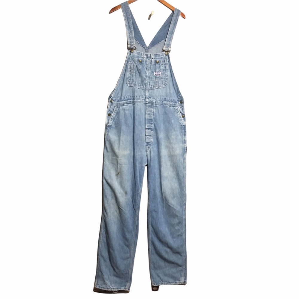 Vtg Big Smith Work Farm Hipster Bib Overalls Real Life Distressed Union 38X32